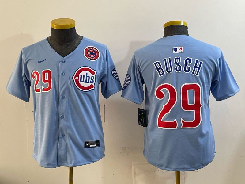 Youth 2026 Chicago Cubs #29 Busch Light Blue Game Nike MLB Jersey style 005->youth mlb jersey->Youth Jersey